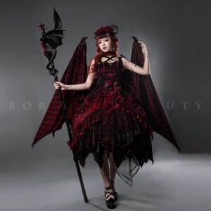 ~Astoria~Black Red Gothic Lolita JSK Outfit in Dragon Design by Yupbro