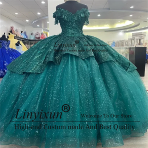 Saudi Arabic Customized Quinceanera Dresses Sweet 15 16 Girls Shinny Ball Gown Prom Birthday Party Wear Vestidos De XV Anos