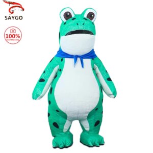 SAYGO Inflatable Frog Plush Costume Adult Halloween Character Cosplay Mascot Animal Carnival Party Props Fur Set