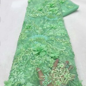 3D Flower Mesh Lace Fabric 2024 High Quality African Nigerian Mesh Sequins Lace Net Lace For Women Wedding Party Dresses SewIing