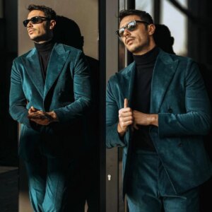 Velvet Wedding Men Suit Tailor-Made Party Tuxedo 2 Pieces Groom Wear Jacket Pants Blazer Party Singer Groom Plus Size Customized