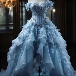 Luxury Sky Blue Princess Quinceanera Dresses 2025 Flower Crystal Tull Off Shoulder Tassels Birthday Party Sweet 16 Gowns Lace-Up