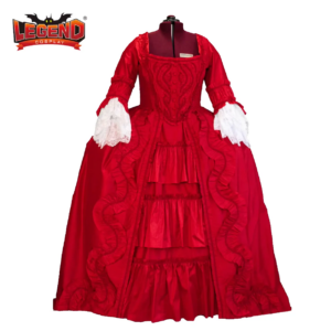 18th Century Victorian Rococo Royal Court Marie Antoinette French Queen Costume Red Dress Georgian Era Duchess Wedding Ball Gown
