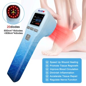 ZJZK Best Cold Laser Therapy Device Red Laser Pain Relief Approved 650nmX16Diodes+808nmX4Diodes Light For Home Use Tendinitis