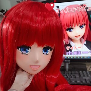 (GLK28)Customize Character Resin Half Head Japanese Animego Cosplay Crossdressing Doll Anime Kigurumi Mask With Eyes And Wig