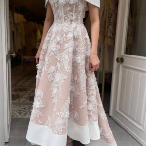 Customized Classic Jersey Flower A-line Off-the-shoulder Long Dresses Prom Dresses Exquisite Modern Style Pastrol Unisex Chinese