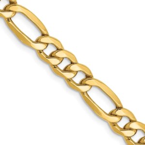 14K 24 inch 6.25mm SemiSolid Figaro with Lobster Clasp Chain