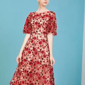 Sequin Lace Mother Of The Bride Dresses With Sleeves Elegant Scoop Neck A-Line Tea-Length Wedding Party Dresses