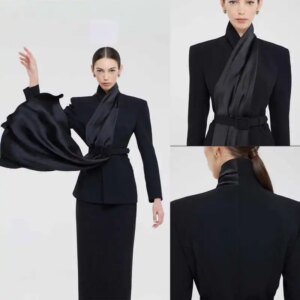 Fashion Show Women Dress Suits 2 Pieces High Neck Neck Ladies Wear Blazer Prom Birthday Party Customized Jacket Sets