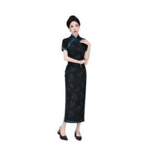 Cheongsam new Chinese female sense of daily national style dress temperament long