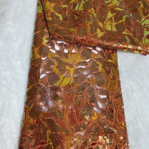 Latest Orante High Quality African Nigerian Tulle Lace Fabric With Sequins Embroidery Sewing African Organza Prom Dresses W172-1