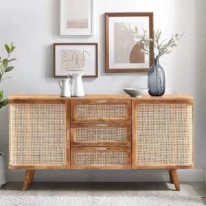 modern and luxury solid wood storage customized living room cabinet  rattan work high quality best white furniture