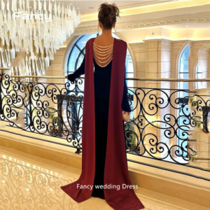 Fancy Saudi Arabia Luxury Evening Dresses Long Sleeves Beads Pearls Sexy Formal Women Trumpet Wedding Party Gowns customized