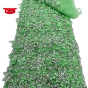 Wholesale 2025 Latest Best Quality Elegant Luxurious Soft 3D Lace with Stones fabric For Wedding Dresses U_GE2568