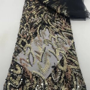 Dubai Drystal Beaded Fabrics 2025 Luxury Sequin Lace Fabric 5 Yards High Quality African Lace Fabric Nigerian Party Dress Q314-1