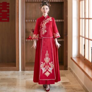 China Trend Bride Toasting Outfit Inheritance Yue Embroidery Wedding Ceremony Modernized Cheongsam Qipao Improved Xiuhe Clothing
