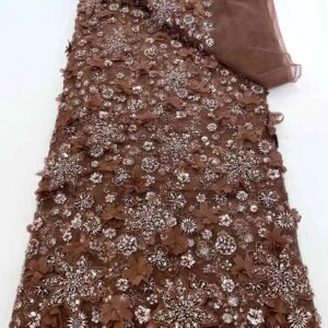 African Heavy Beaded Lace Fabric 2025 High Quality Nigerian Sequin Pearl Lace French Tulle Fabric For Wedding Party Dress Sewing
