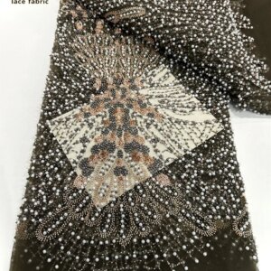 African Sequins Lace Fabric 2025 High Quality Lace Groom Embroidery Beaded Mesh Fabric French For Women Wedding Party Dresses