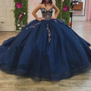 A36334 Quality Navy Blue Women Prom Special Occasion Wear Beads Applique Party Customized vestidos de 15 años quinceañeras 2025