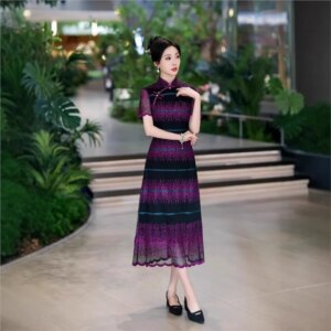 Catwalk cheongsam costume performance modified version of light temperament