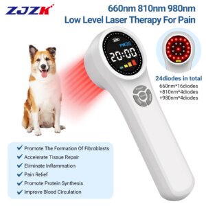 ZJZK Laser Treatment For Back Pain 660nmx16diodes Class 4 Laser Therapy For Pain 810nmx4diodes+980nmx4diodes Plantar Fasciitis