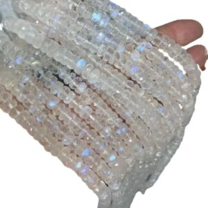 7A Moonstone white rainbow roundelle faceted 6/7mm  nature  for DIY making jewelry 36cm FPPJ wholesale loose beads