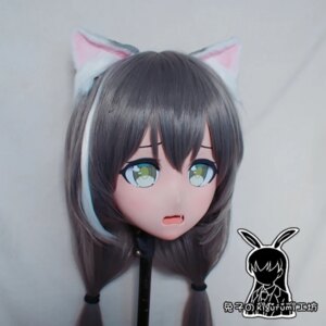(RB6512)Quality Handmade Female Resin Cosplay Japanese Role Anime Kyaru Kigurumi Crossdress Doll Transgender Mask