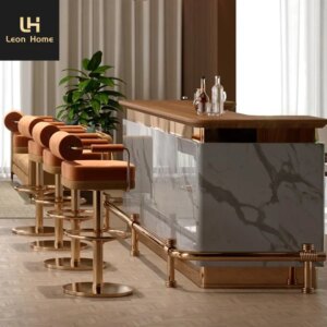 European Luxury Swivel Barstool Base Round Modern Adjustable High Back Bar Stool Leather Barstools