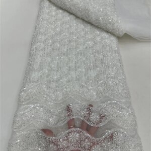 Mccarthy Luxurious African Groom Sequins Lace Fabric, French Embroidery Beads, Nigerian Wedding Dress, High Quality, 2025, RF75