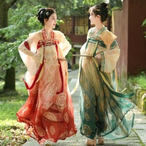 New Women’s Clothes Hanfu Style Half Sleeve Short Chest-High Dress Embroidery Improved Daily Summer
