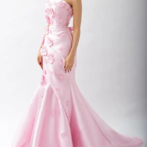 Customized Exquisite Mermaid Strapless Flowers Beading Evening Dresses Graceful Lace Up Back Vestido De Noche Vestido De Festa