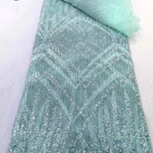 2025 Latest French Beaded Tulle Lace High Quality Luxury African Groom Lace Fabric Fashion Sequin Nigerian Wedding Dress 5 Yards