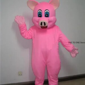 Pink Pig Mascot Costume Animal Pigs Cosplay Costume Birthday Mask Party Fancy Dress Cartoon Character Carnival Event Prop
