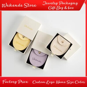 100pcs Bulk Custom Jewelry Packaging Pouch Slide Drawer Box Personalization Logo Microfiber Snap Dust Bag Earring Ring Case Sack