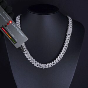 Customized Men’s Hip-Hop 925 Sterling Silver VVS Moissanite Necklace Iced Out Full Diamond Miami Cuban Chain Trendy Jewelry