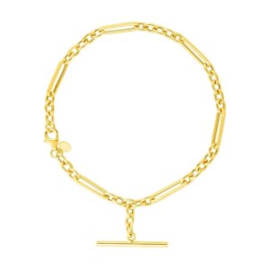 14k Yellow Gold 7 1 5 inch Alternating Oval and Round Chain Bracelet with Toggle