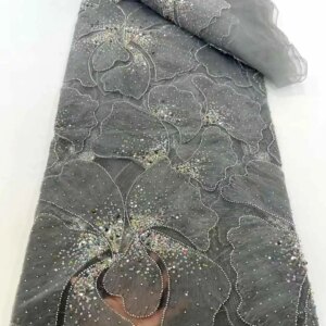 Luxury Beaded Lace Fabric Lace Fabric High Quality Nigerian Party Lace Fabric 2025 Sequins Lace Mesh Fabric For Dress Sewing