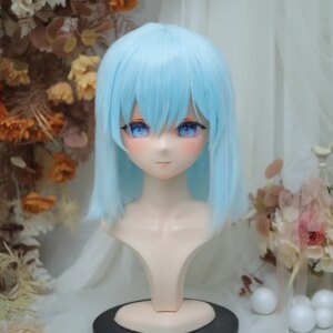 (NFD38–)Customize Full Head With Lock Pretty Female/Girl Japanese Animego Character Kig Cosplay Kigurumi Mask Crossdress Doll