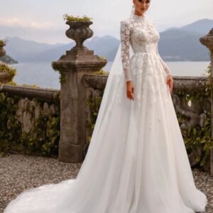 Elegant A Line Wedding Dresses Lace Appliques Long Sleeve Bridal Gowns Custom Made High Quality Women Dress