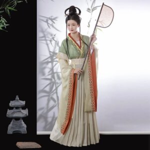 New Ancient Chinese Clothing Women’s Jin-Made Southern and Northern Dynasties Big Sleeve Waist-Tight Costume Spring Autumn Hanfu