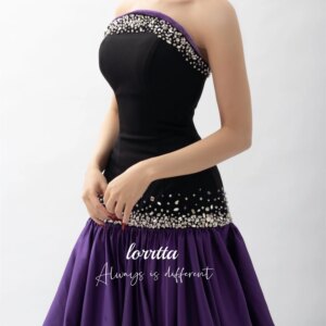 Lorrtta Women Evening Dress Party Fishtail Cut Handmade Glitter Decoration Robes De Cocktail Dresses Robe Soiree Gala Customized