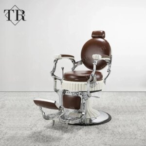 Luxury Beauty Hair Salon Hair Cutting Chair Antique Retro European Style Red And Sliver Barber Chair Armchair Boil Corsi Barber