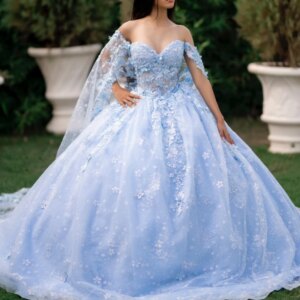 Blue Quinceanera Dresses Off Shoulder Ball Gown Sweet 16 Dress Sequin Applique Glower Beads Tull Corset Birthday Party Vestidos