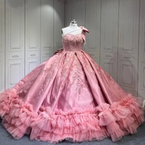 Customized Princess Quinceanera Dress With Lace Appliqued One-Shoulder Beading Prom Party Dress Vestidos De 15 Años Quinceañera