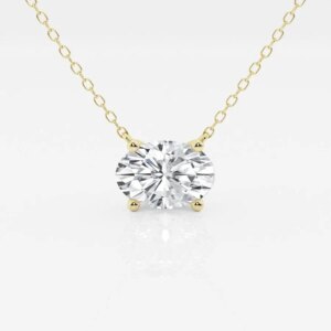 2.00 CTW AGI Certified Oval Lab Grown Diamond Solitaire Pendant Choice of 14k Yellow or White Gold