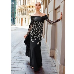 Customized Prom Dress Formal Evening Gown Dearin Off-the-shoulder A-line Floor Length Skirts Applique Print Bespoke O