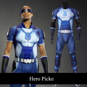 A Train Cosplay Costume Reggie Franklin Inspired Jumpsuit Blue Spandex Zentai 3D Printed Elastic Bodysuit Adult Men’s Carnival