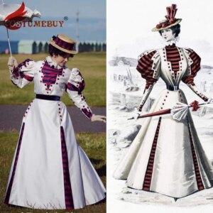 1890s Victorian Seaside Costume Historical Dresses Victorian Edwardian Dress Fashion Styles Women Vintage Dress