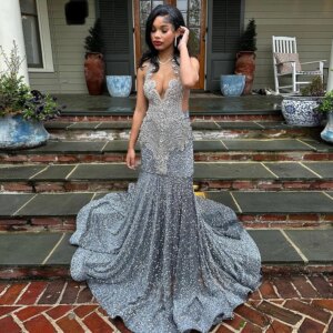 Veralove Long Velvet Prom Dress Mermaid Customized With Split Burgundy Beads African Girl Party Gowns Robe De Mariee