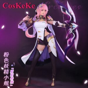 CosKeKe Elysia Cosplay Anime Game Honkai Impact 3 Costume Miss Pink Elegant Combat Dress Halloween Party Role Play Clothing S-XL
